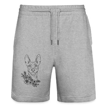 chien - Short de jogging bio TRAINER Stanley/Stella unisexe - gris chiné - Devant - Nik (191cm) & Marisol (170cm)