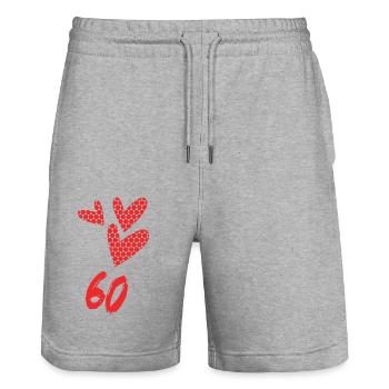 60. 60 YEARS. 60TH ANNIVERSARY. BIRTHDAY 60 YEARS. - Stanley/Stella Trainer Unisex Organic Jogging Shorts - heather grey - Front - Nik (191cm) & Marisol (170cm)