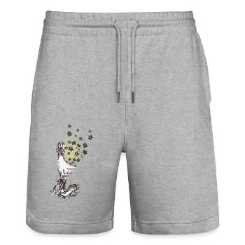 L’argent des étoiles - Short de jogging bio TRAINER Stanley/Stella unisexe - gris chiné - Devant - Nik (191cm) & Marisol (170cm)