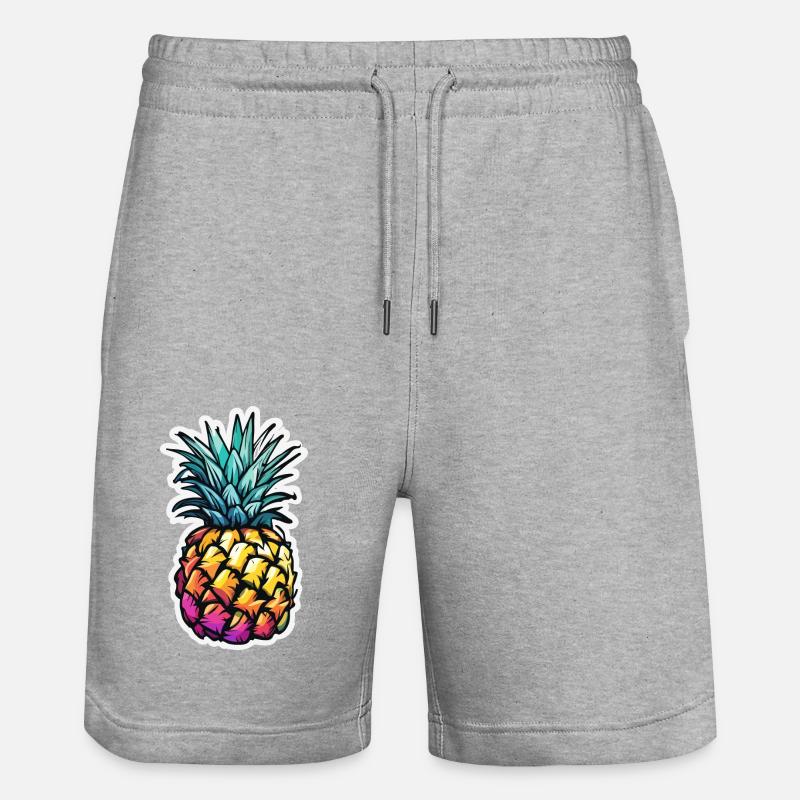 Fruit / Pineapple / Exotic / Tropical / Vitamins - Stanley/Stella Trainer Unisex Organic Jogging Shorts - heather grey
