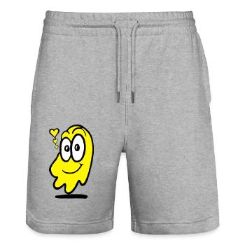 Love Ghost Yellow - Stanley/Stella Trainer Unisex Organic Jogging Shorts - heather grey - Front - Nik (191cm) & Marisol (170cm)
