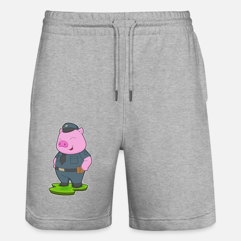 Cochon Policier Police - Short de jogging bio TRAINER Stanley/Stella unisexe - gris chiné
