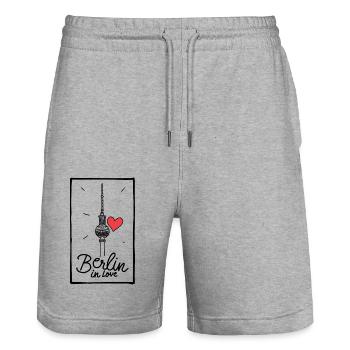 Berlin in Love - Stanley/Stella Unisex Bio Joggingshorts Trainer  - Grau meliert - Vorne - Nik (191cm) & Marisol (170cm)