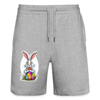 Easter Bunny / Easter / Eggs / Holidays / Easter - Stanley/Stella Trainer Unisex Organic Jogging Shorts - heather grey - Front - Nik (191cm) & Marisol (170cm)