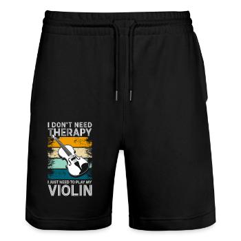 Violin Orchestra Concert - Stanley/Stella Trainer Unisex Organic Jogging Shorts - black - Front - Nik (191cm) & Marisol (170cm)