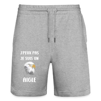 Citation humour Oiseau aigle - Short de jogging bio TRAINER Stanley/Stella unisexe - gris chiné - Devant - Nik (191cm) & Marisol (170cm)