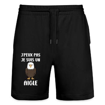 Citation humour Oiseau aigle - Short de jogging bio TRAINER Stanley/Stella unisexe - noir - Devant - Nik (191cm) & Marisol (170cm)