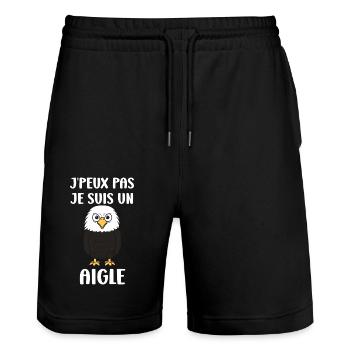 Citation humour Oiseau aigle - Short de jogging bio TRAINER Stanley/Stella unisexe - noir - Devant - Nik (191cm) & Marisol (170cm)