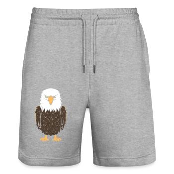 Citation humour Oiseau aigle - Short de jogging bio TRAINER Stanley/Stella unisexe - gris chiné - Devant - Nik (191cm) & Marisol (170cm)