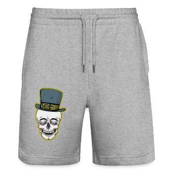 Schädel Totenkopf Dark Halloween Horror Fantasy - Stanley/Stella Unisex Bio Joggingshorts Trainer  - Grau meliert - Vorne - Nik (191cm) & Marisol (170cm)