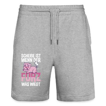 Scheiße Ist Wenn der Furz Was Wiegt - Stanley/Stella Unisex Bio Joggingshorts Trainer  - Grau meliert - Vorne - Nik (191cm) & Marisol (170cm)
