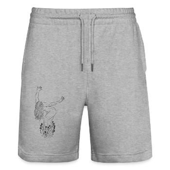 Déesse de la nature - Short de jogging bio TRAINER Stanley/Stella unisexe - gris chiné - Devant - Nik (191cm) & Marisol (170cm)