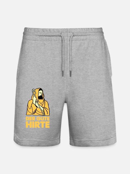 Jesus Shepherd - Stanley/Stella Trainer Unisex Organic Jogging Shorts - heather grey