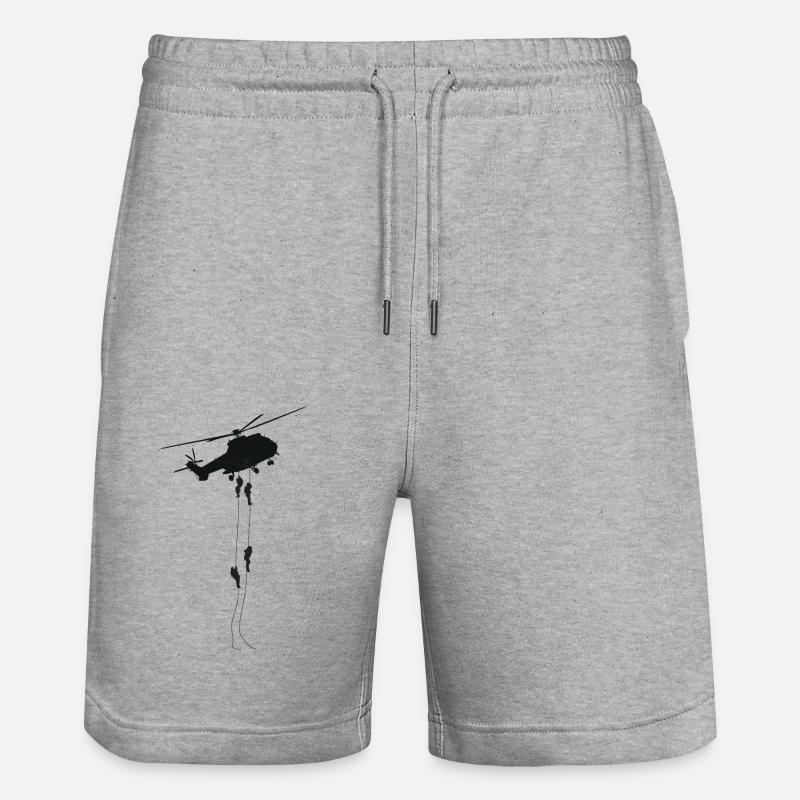 Hubschrauber Geschenk Pilot Helikopter - Stanley/Stella Unisex Bio Joggingshorts Trainer  - Grau meliert