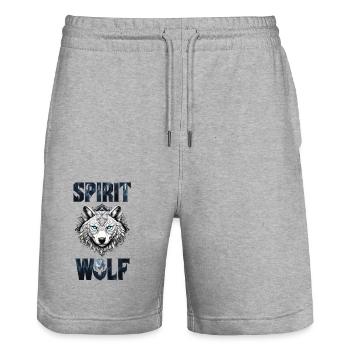 Spirit Wolf - Stanley/Stella Trainer Unisex Organic Jogging Shorts - heather grey - Front - Nik (191cm) & Marisol (170cm)
