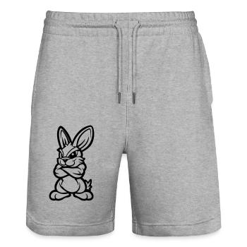 Hase Rabbit Comic - Stanley/Stella Trainer Unisex Organic Jogging Shorts - heather grey - Front - Nik (191cm) & Marisol (170cm)