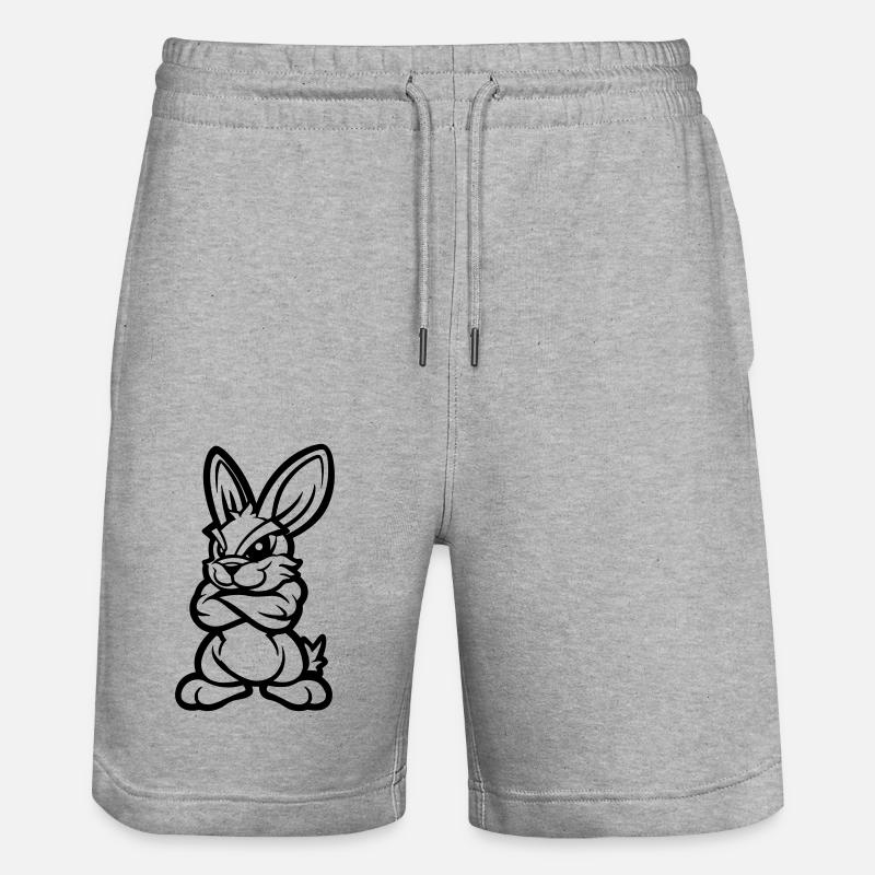 Hase Rabbit Comic - Stanley/Stella Unisex Bio Joggingshorts Trainer  - Grau meliert