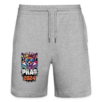 Prag 2024 Urlaub Fuchs - Stanley/Stella Unisex Bio Joggingshorts Trainer  - Grau meliert - Vorne - Nik (191cm) & Marisol (170cm)