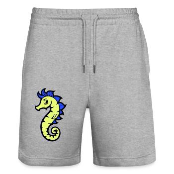 seepferd seepferdchen comic - Stanley/Stella Unisex Bio Joggingshorts Trainer  - Grau meliert - Vorne - Nik (191cm) & Marisol (170cm)