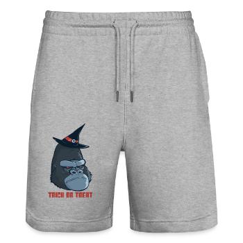 Halloween-Gorilla - Stanley/Stella Unisex Bio Joggingshorts Trainer  - Grau meliert - Vorne - Nik (191cm) & Marisol (170cm)