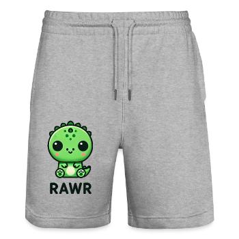 Mignon Dino T-Rex Chibi Rawr - Short de jogging bio TRAINER Stanley/Stella unisexe - gris chiné - Devant - Nik (191cm) & Marisol (170cm)
