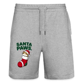 Pattes de Père Noël - Short de jogging bio TRAINER Stanley/Stella unisexe - gris chiné - Devant - Nik (191cm) & Marisol (170cm)