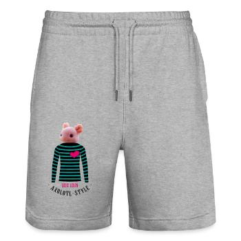 Love Life Axolotl Style - Stanley/Stella Trainer Unisex Organic Jogging Shorts - heather grey - Front - Nik (191cm) & Marisol (170cm)