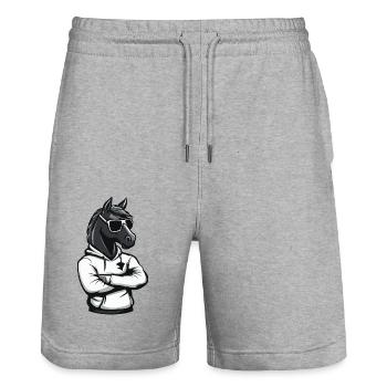 Pferd Comic - Stanley/Stella Unisex Bio Joggingshorts Trainer  - Grau meliert - Vorne - Nik (191cm) & Marisol (170cm)