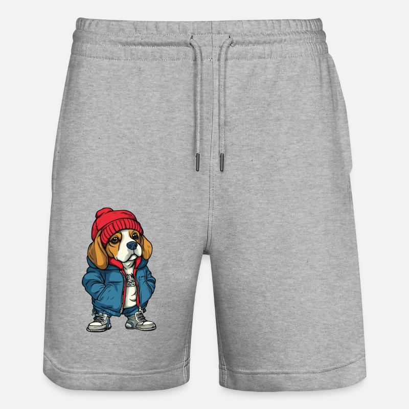 Beagle chien mode hiver - Short de jogging bio TRAINER Stanley/Stella unisexe - gris chiné