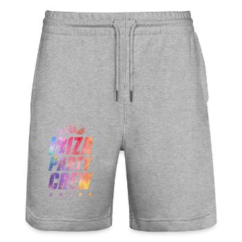 Ibiza Party Crew - Stanley/Stella Trainer Unisex Organic Jogging Shorts - heather grey - Front - Nik (191cm) & Marisol (170cm)
