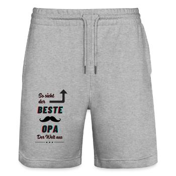 Bester Opa der Welt Geschenk - Stanley/Stella Unisex Bio Joggingshorts Trainer  - Grau meliert - Vorne - Nik (191cm) & Marisol (170cm)