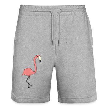 Flamingo - Stanley/Stella Trainer Unisex Organic Jogging Shorts - heather grey - Front - Nik (191cm) & Marisol (170cm)