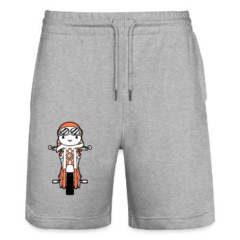Bird Motorcycle Riding Biker Motorcyclist Hobby - Stanley/Stella Trainer Unisex Organic Jogging Shorts - heather grey - Front - Nik (191cm) & Marisol (170cm)