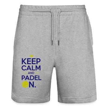 Keep calm and padel on 3 - Stanley/Stella Unisex Bio Joggingshorts Trainer  - Grau meliert - Vorne - Nik (191cm) & Marisol (170cm)