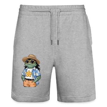 Funny Summer Frog - Stanley/Stella Trainer Unisex Organic Jogging Shorts - heather grey - Front - Nik (191cm) & Marisol (170cm)