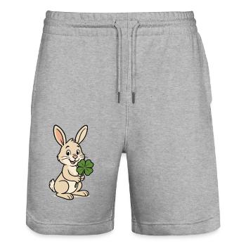 Trèfle de lapin - Short de jogging bio TRAINER Stanley/Stella unisexe - gris chiné - Devant - Nik (191cm) & Marisol (170cm)
