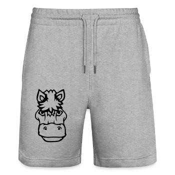 Pferd Süß Pony Fohlen Pferdemädchen Niedlich Comic - Stanley/Stella Unisex Bio Joggingshorts Trainer  - Grau meliert - Vorne - Nik (191cm) & Marisol (170cm)