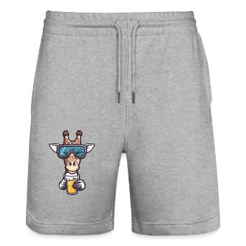 Girafe Après-Ski Bière Bande Dessinée - Short de jogging bio TRAINER Stanley/Stella unisexe - gris chiné - Devant - Nik (191cm) & Marisol (170cm)