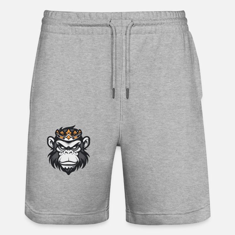 Monkey Crown - Stanley/Stella Trainer Unisex Organic Jogging Shorts - heather grey
