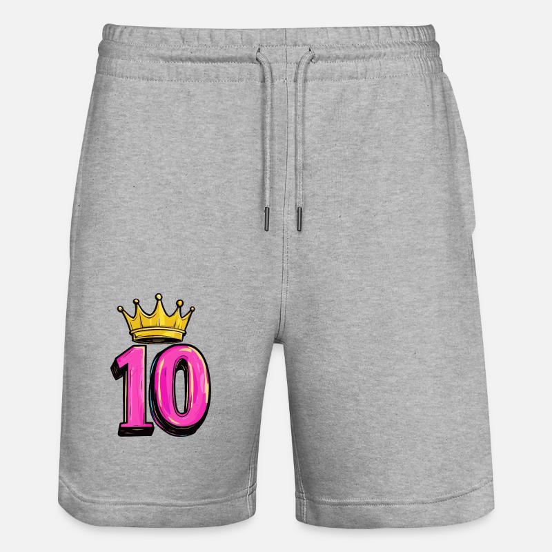 Couronne à 10 chiffres - Short de jogging bio TRAINER Stanley/Stella unisexe - gris chiné