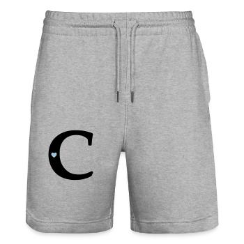 point (c) initial point - Stanley/Stella Trainer Unisex Organic Jogging Shorts - heather grey - Front - Nik (191cm) & Marisol (170cm)