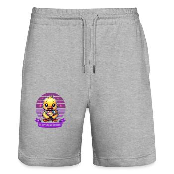 Charming Cartoon Duck Holding Flowers Valentines - Stanley/Stella Trainer Unisex Organic Jogging Shorts - heather grey - Front - Nik (191cm) & Marisol (170cm)