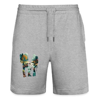 Wanderausflug Outdoor Abenteuerurlaub - Stanley/Stella Unisex Bio Joggingshorts Trainer  - Grau meliert - Vorne - Nik (191cm) & Marisol (170cm)