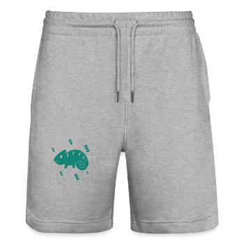 Gecko - Amphibie Tier - Stanley/Stella Unisex Bio Joggingshorts Trainer  - Grau meliert - Vorne - Nik (191cm) & Marisol (170cm)