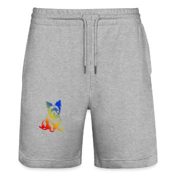Yorkshire Terrier Hund Bunt - Stanley/Stella Unisex Bio Joggingshorts Trainer  - Grau meliert - Vorne - Nik (191cm) & Marisol (170cm)