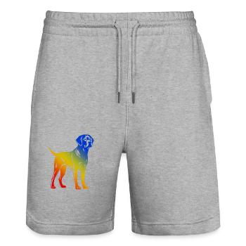 Labrador Hund Bunt - Stanley/Stella Unisex Bio Joggingshorts Trainer  - Grau meliert - Vorne - Nik (191cm) & Marisol (170cm)