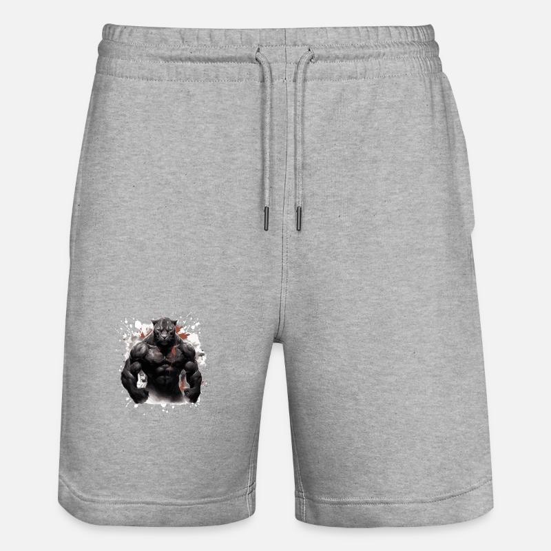 Muscle léopard Bodybuilding Beast - Short de jogging bio TRAINER Stanley/Stella unisexe - gris chiné