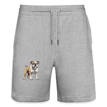 Bulldog Dog Animal - Stanley/Stella Trainer Unisex Organic Jogging Shorts - heather grey - Front - Nik (191cm) & Marisol (170cm)