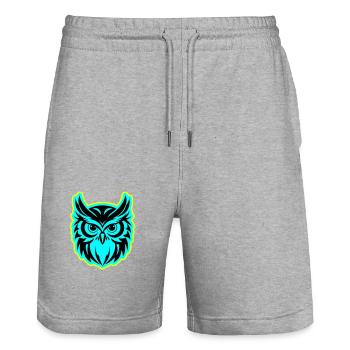 Owl Animal - Stanley/Stella Trainer Unisex Organic Jogging Shorts - heather grey - Front - Nik (191cm) & Marisol (170cm)