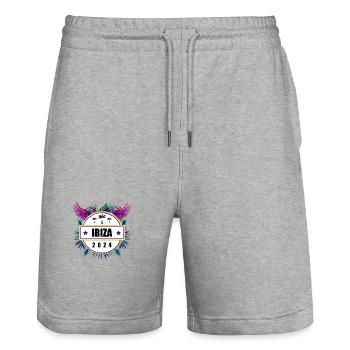 Ibiza 2024 Team - Stanley/Stella Unisex Bio Joggingshorts Trainer  - Grau meliert - Vorne - Nik (191cm) & Marisol (170cm)